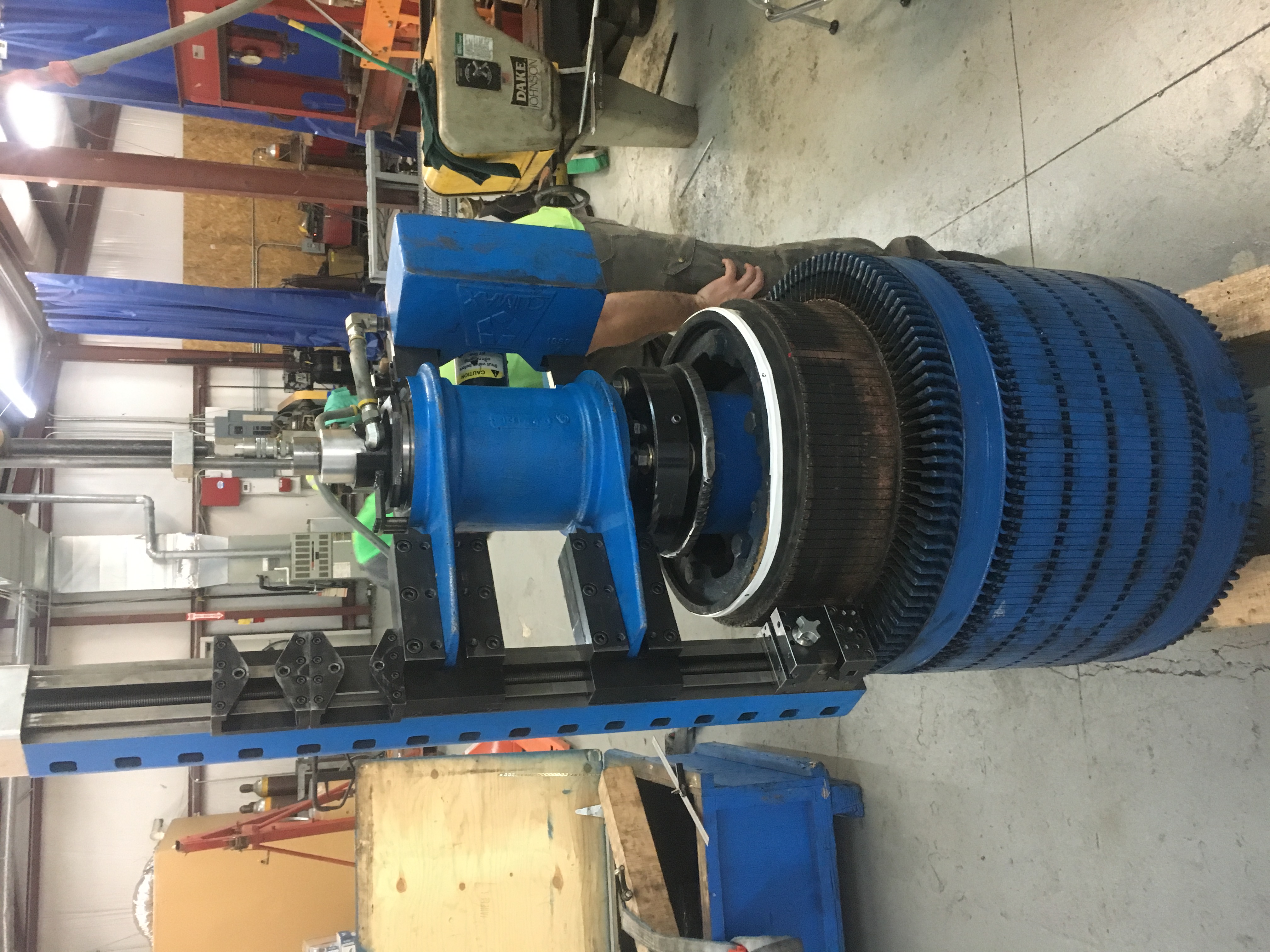 Hydro components staged for disassembly and reassembly support.