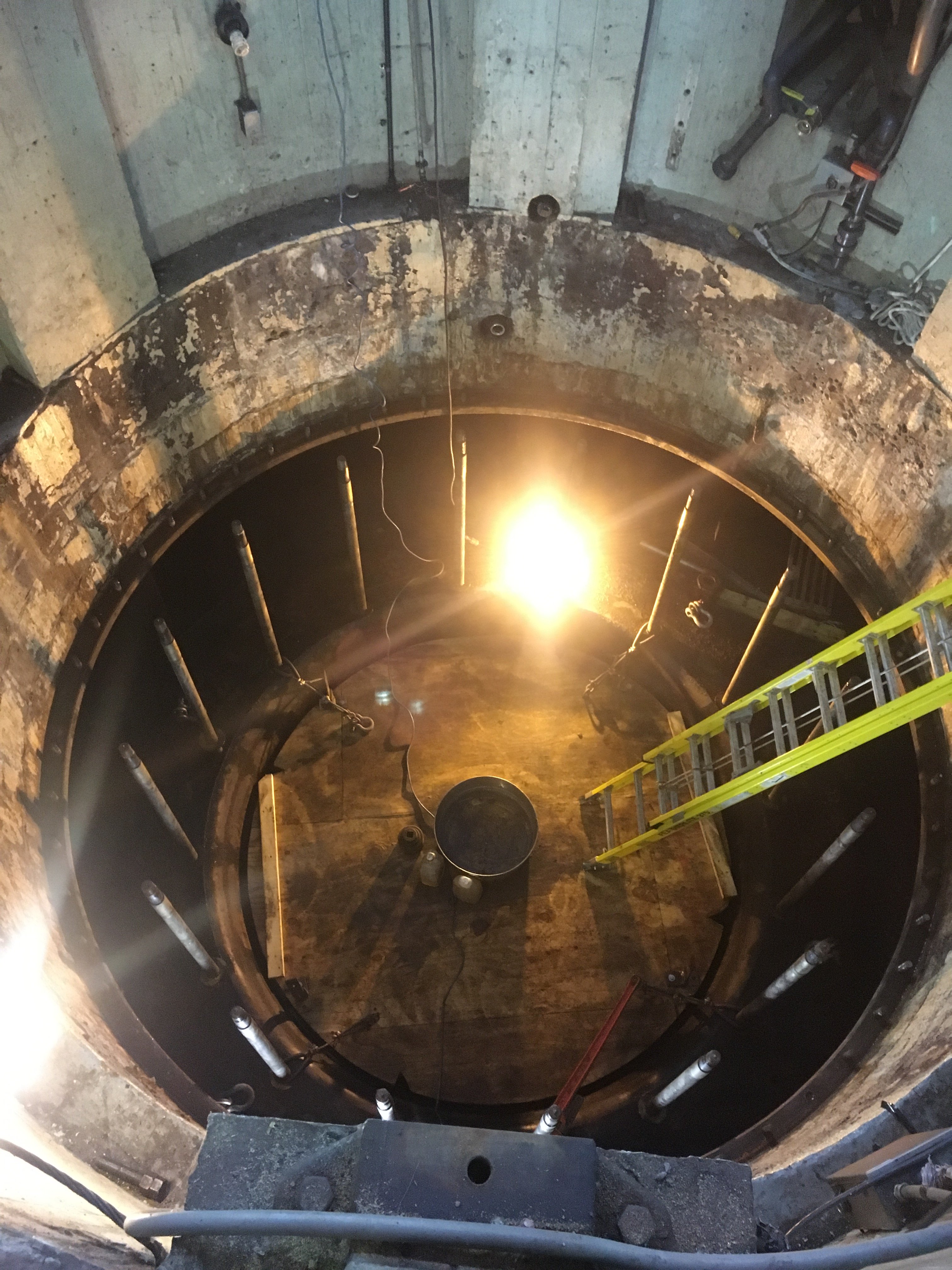 Cavitation repair work on a hydro turbine runner.